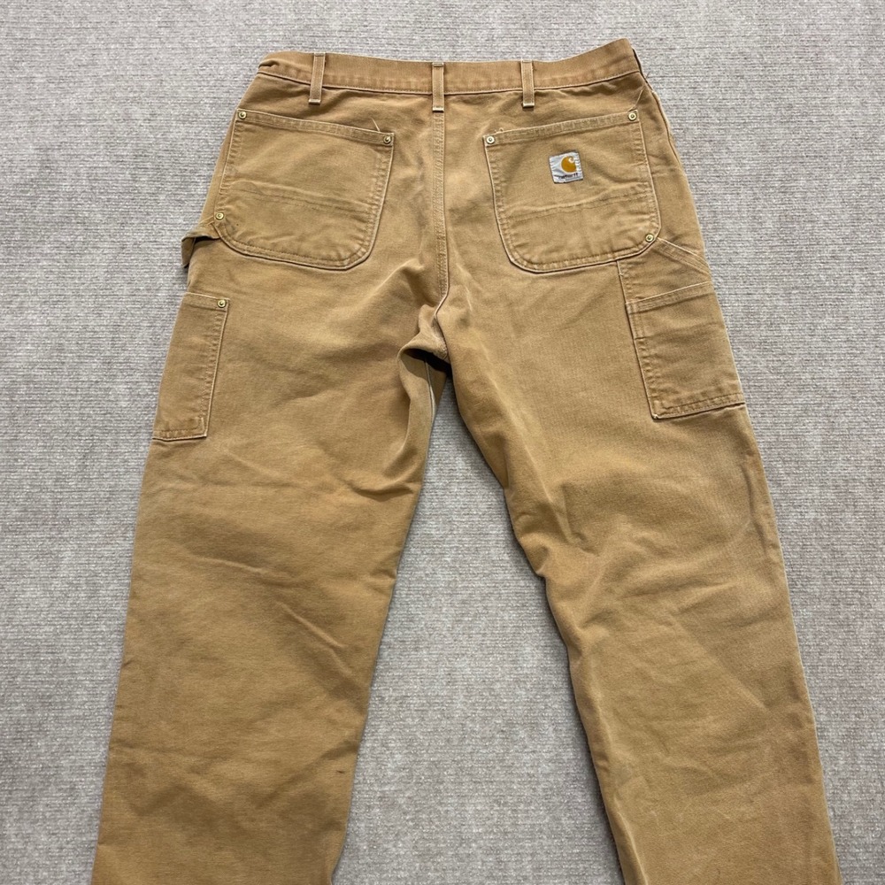 Carhartt Double Knee Pants Made In USA  B01 BRN Size 34x30 Union Made Distressed - Picture 6 of 9